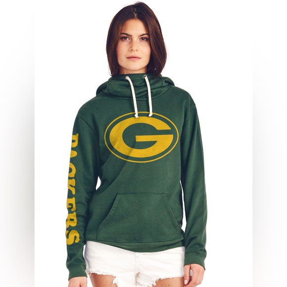 Junk Food Clothing Tops - Junk Food Clothing Green and Yellow Packers Hoodie Sweater Size Large